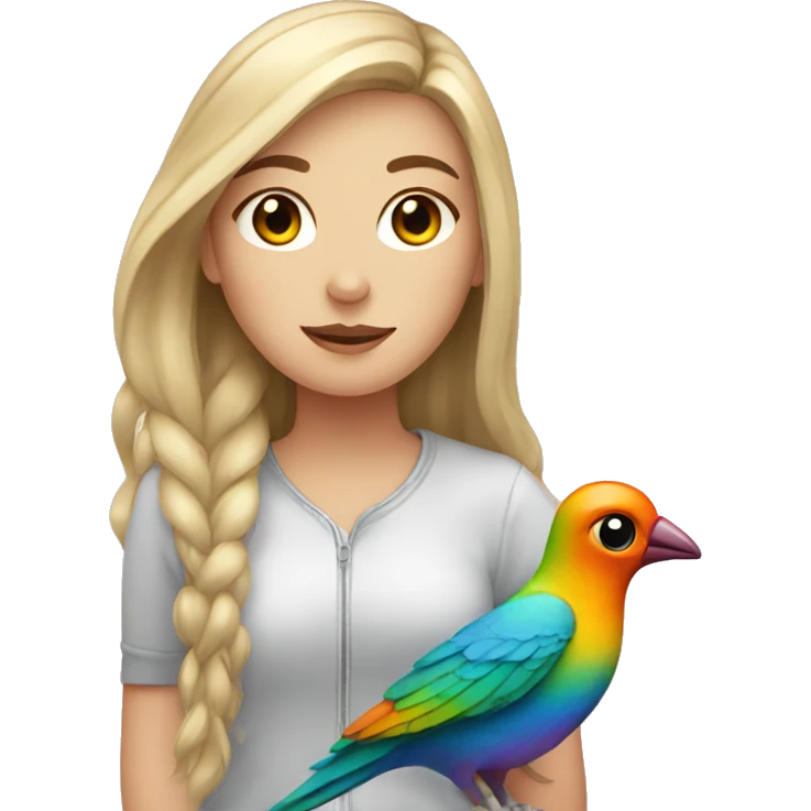 White Girl with colorful bird  emoji