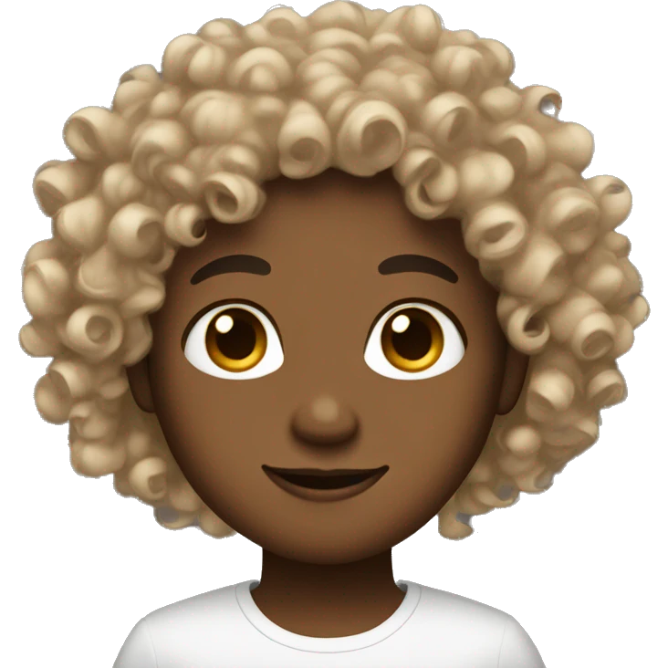 Curly Brown with light skin and love eyes emoji