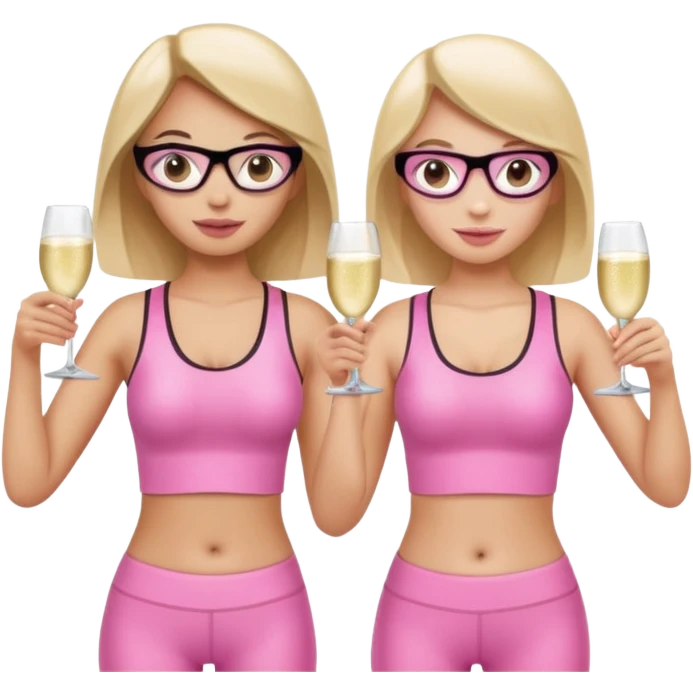 two girl pink pilates prosecco emoji
