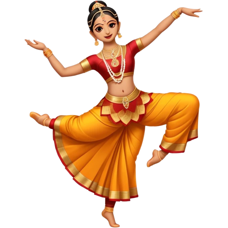 cinematic-realistic-bharatanatyam-dance-emoji,-depicted-as-an-elegant-classical-indian-dance-performance-with-graceful-poses,-intricate-costumes,-and-expressive-hand-gestures,-rendered-with-rich-textures-and-warm-dramatic-lighting, single dancer full body  emoji