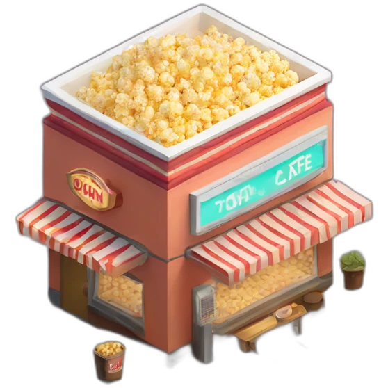 Popcorn cinema cafe isometric emoji