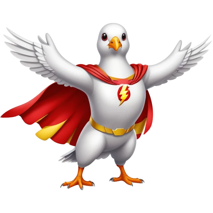 white pigeon wearing Flash superhero costume emoji