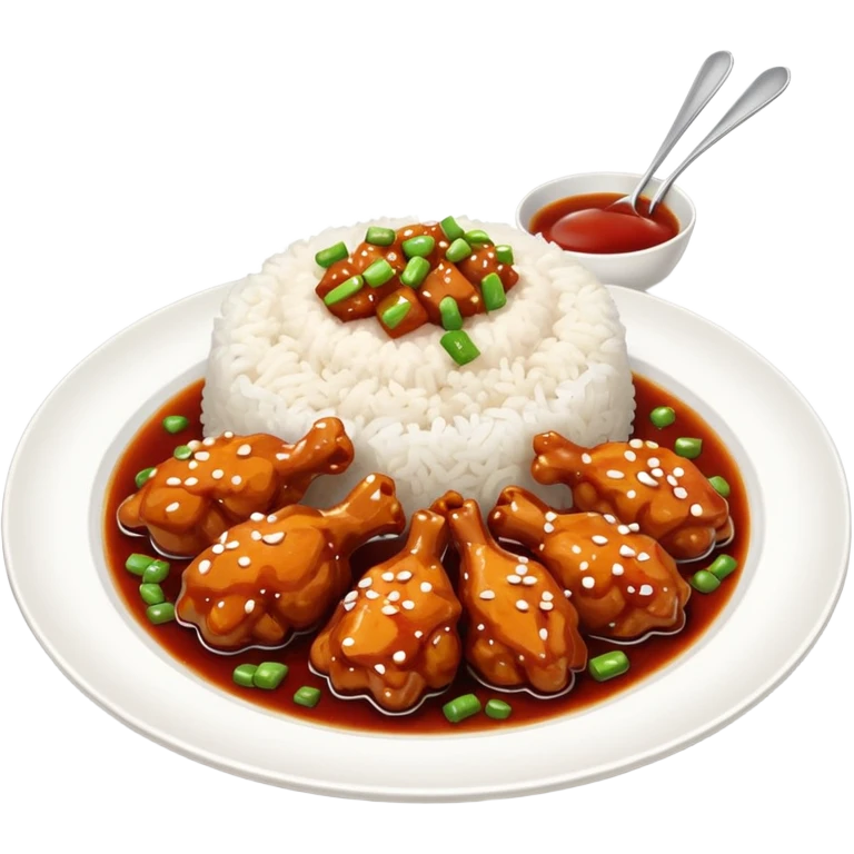 General Tso’s Chinese takeout with white rice emoji