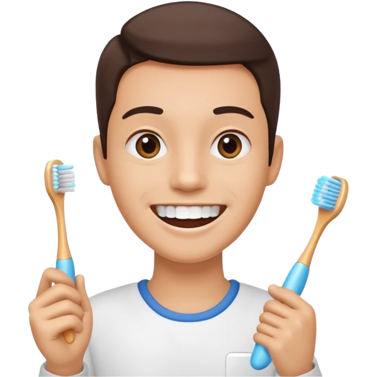 toothbrush next to a bright smile emoji