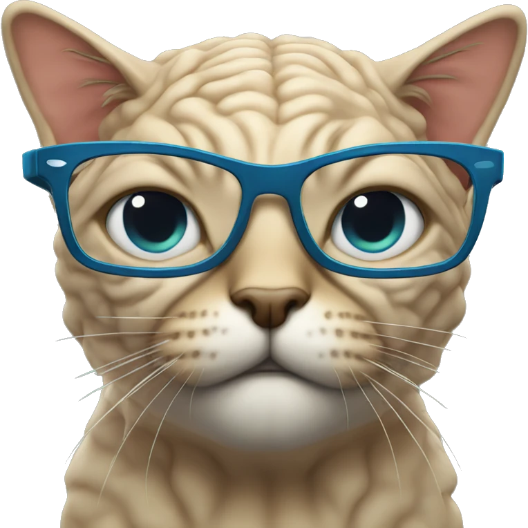 brains outside cat with eyeglasses  emoji