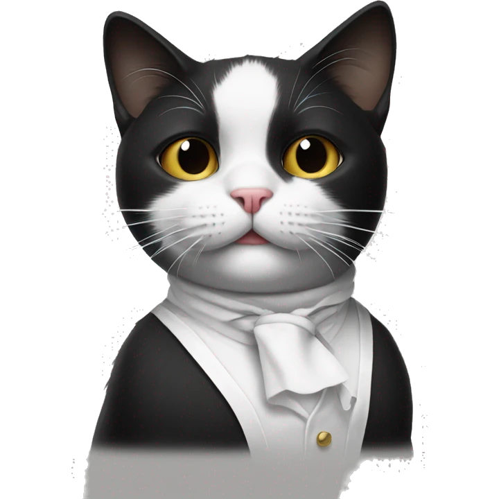 Black and white cat with white bib smoking a cigar emoji