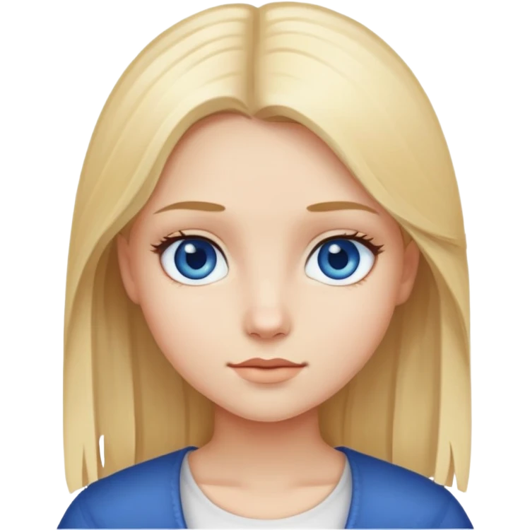 Girl with blonde straight hair and dark blue eyes emoji