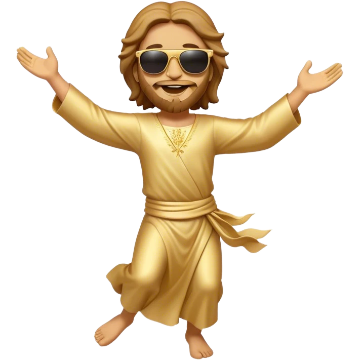 dancing figure of rejoicing Jesus with  sunglases golden  emoji