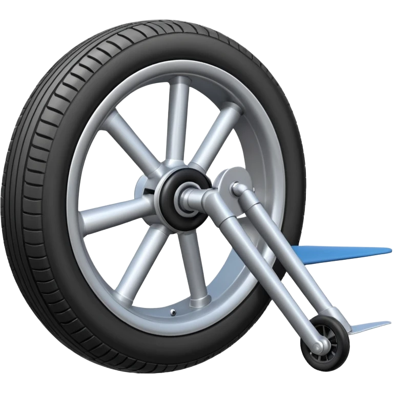 Emoji-style aircraft landing gear with a single wheel and strut, simplified design, clean lines, cartoon-like, isolated on white background, minimal shading emoji