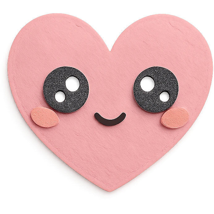 kawaii chibi pink heart character with big sparkling eyes, soft pastel colors, no arms, no legs, full body emoji