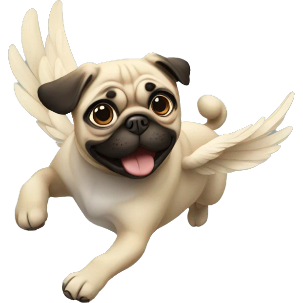 Flying pug dog emoji