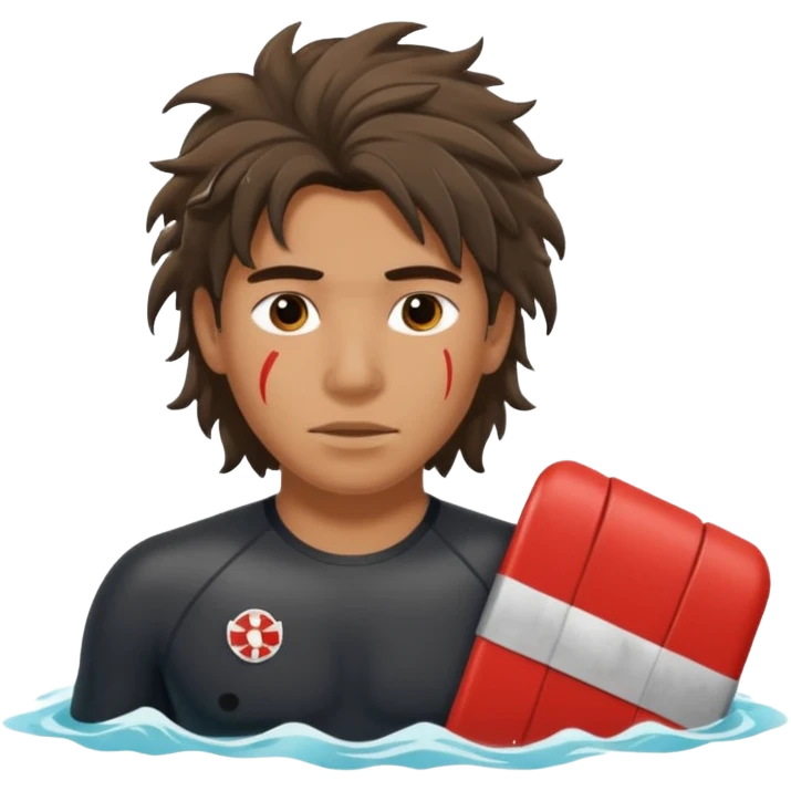 Lifeguard Native American Teenager with messy hair rescuing someone emoji