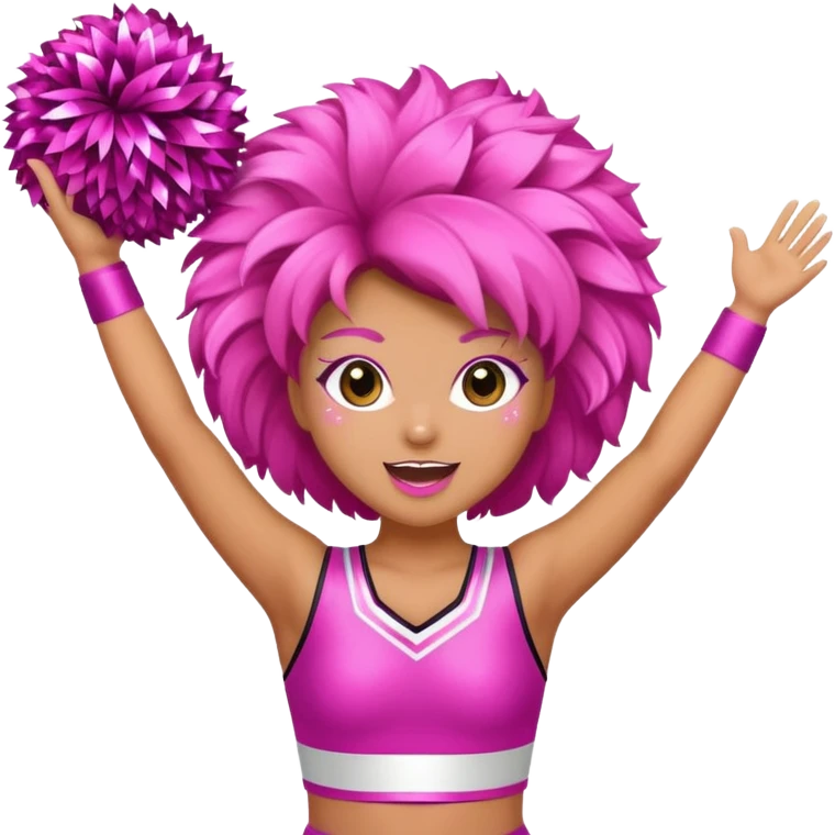 football cheerleader, big cheering pom, pink and twinkle emoji