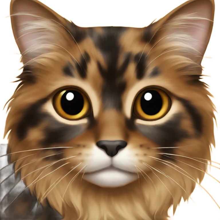 Long haired tortoiseshell cat dominant brown fur not orange emoji