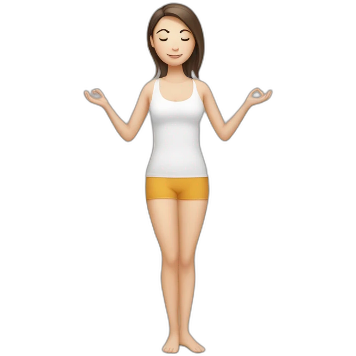 White girl brunette hair in Tadasana yoga emoji