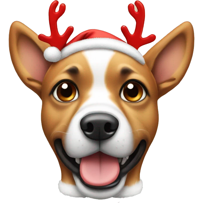 Dog wearing Christmas antlers emoji