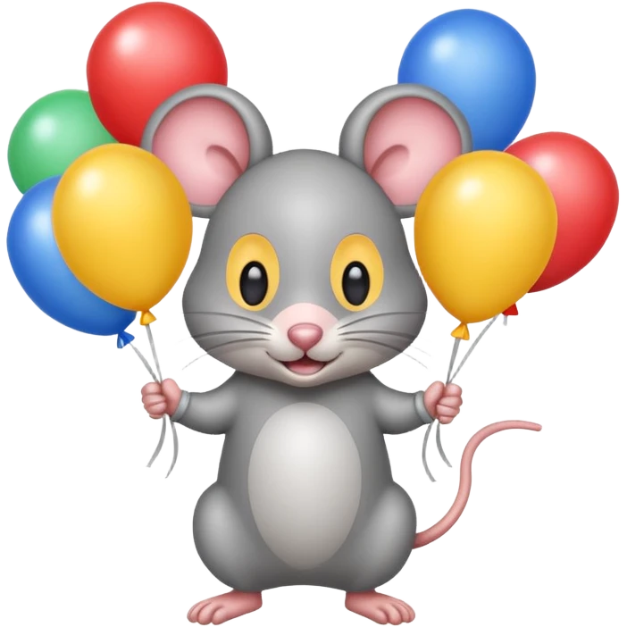 mouse holding balloons emoji