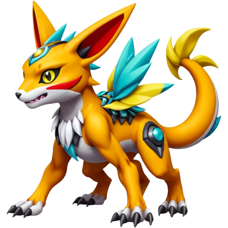 Meloetta-Guilmon-Renamon-Wargreymon-Protogen-Pokémon-Digimon-Fakémon-fusion-hybrid-creature emoji