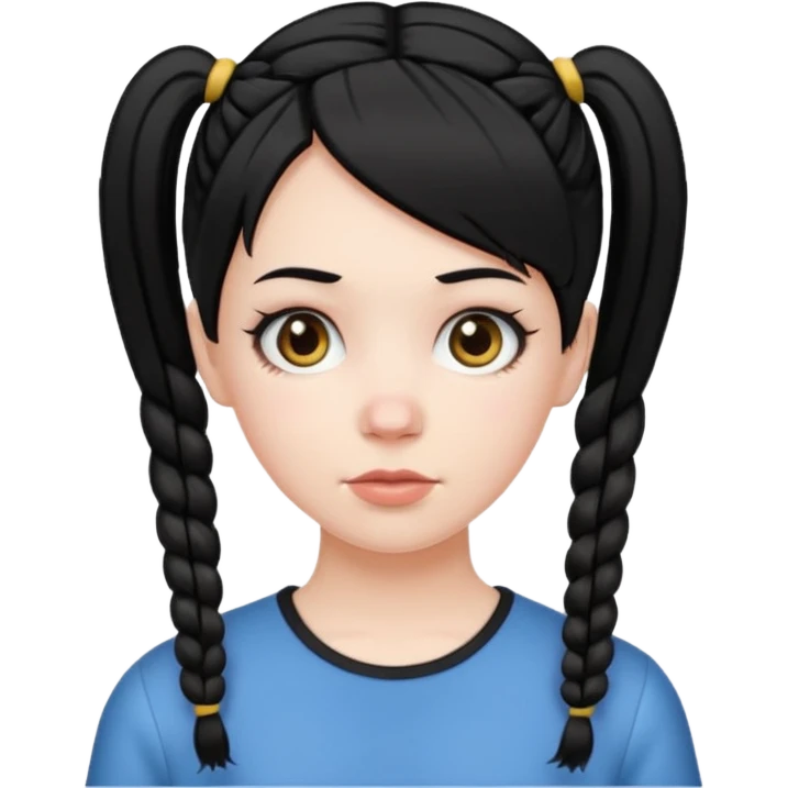 white girl with pig tails haircut black emoji