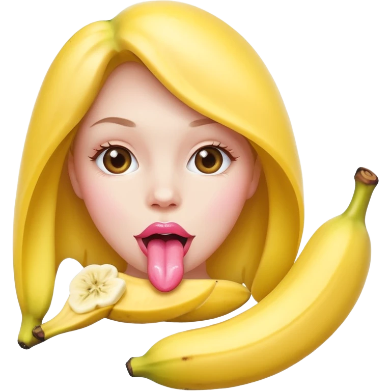 une bouche féminine qui lèche une banane emoji