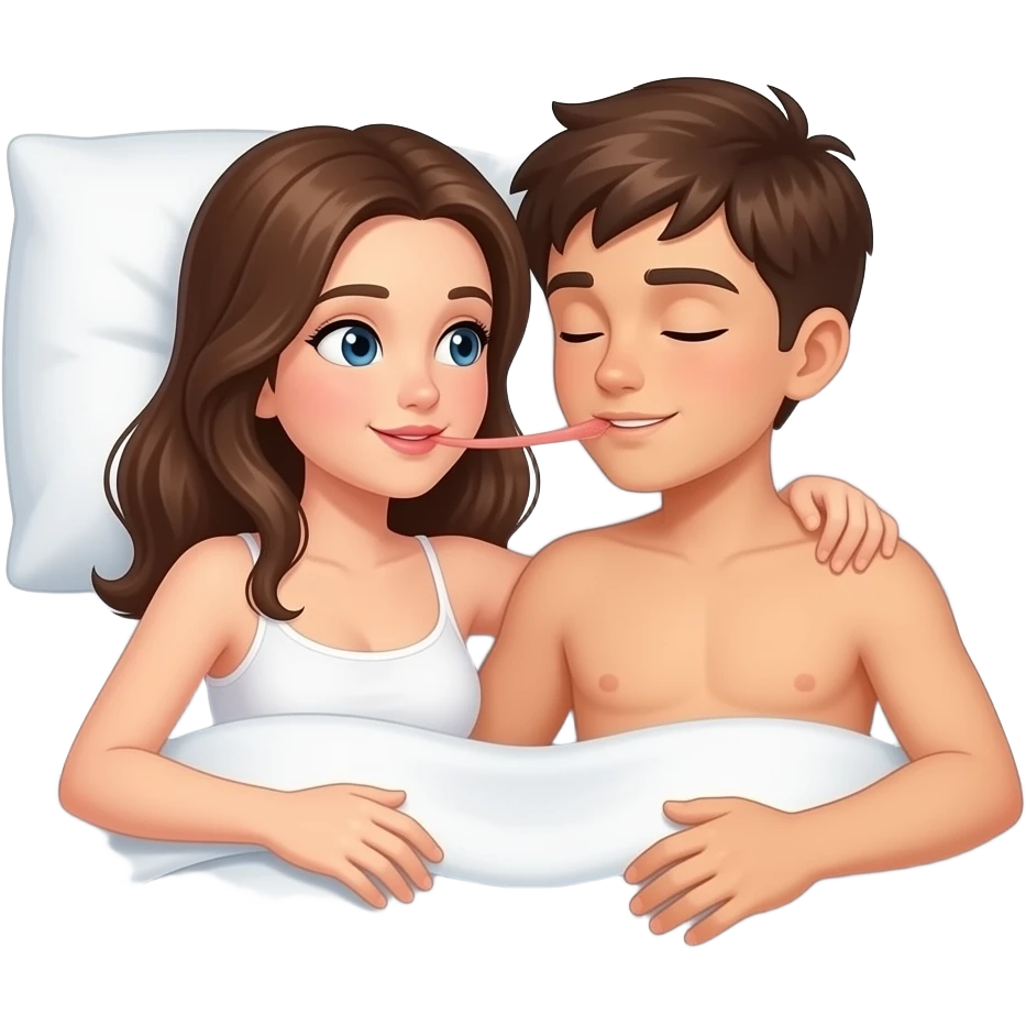 a naked girl and a naked boy on the bed fucking each other no blanket emoji