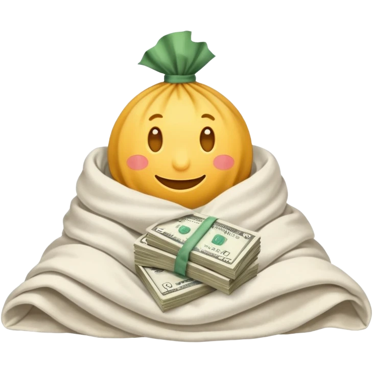 Money hidden under the blanket emoji