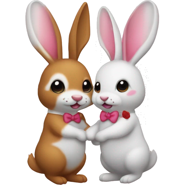 Conejos amarillos y rosados enamorados emoji