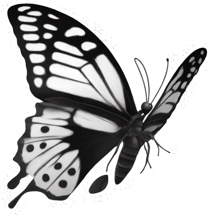 Mariposa bolando en blanco y negro  emoji