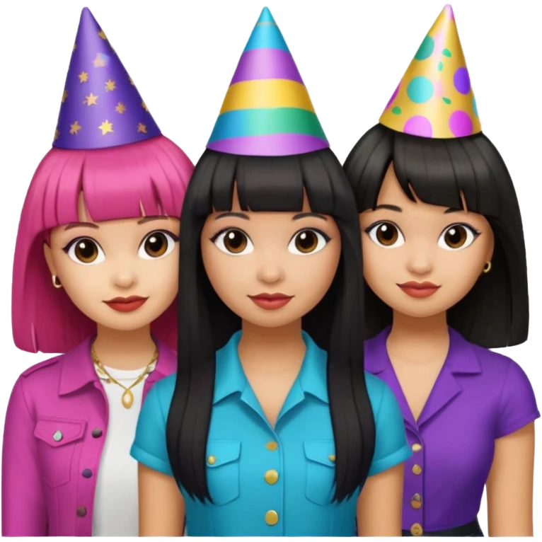 Raven-Symoné, Debby Ryan (straight bangs), and Jenna Ortega emoji