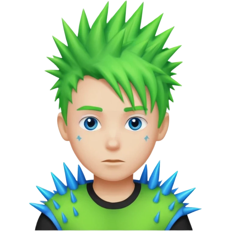 Boy with Neon Spiky Hair – green spikes emoji