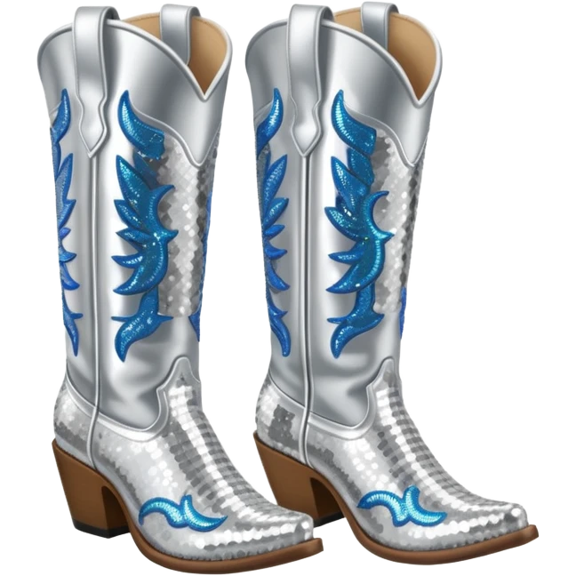 Silver sequin cowgirl boots emoji