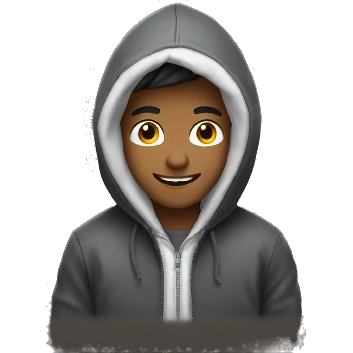 Smiling boy in hooded jacket  emoji