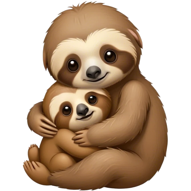 Baby sloth hugging a teddy bear emoji