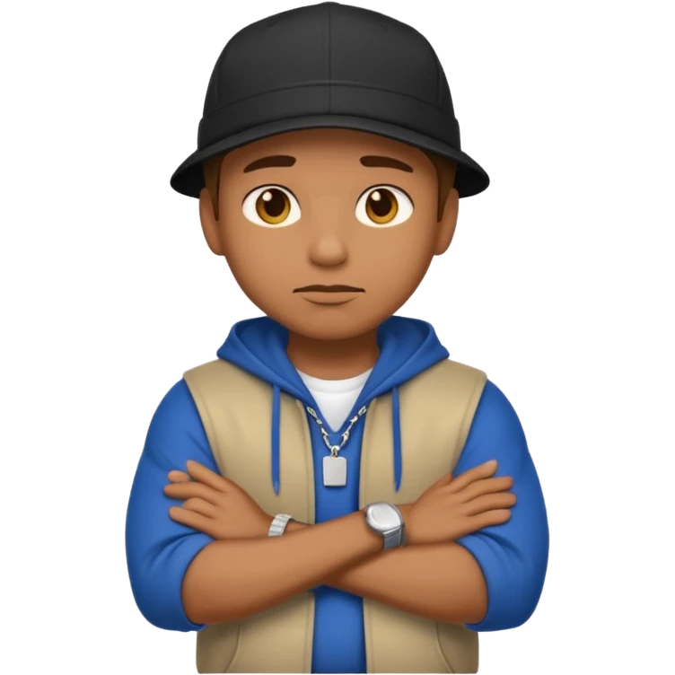 rapper emoji, crossing arms in front of chest, confident expression emoji