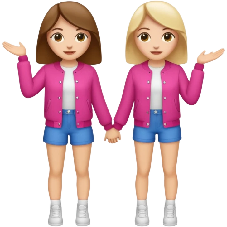 👯‍♀️ generate this emoji, as two white girls, bffs, the same pose but maybe the outfit cuter. we are models emoji