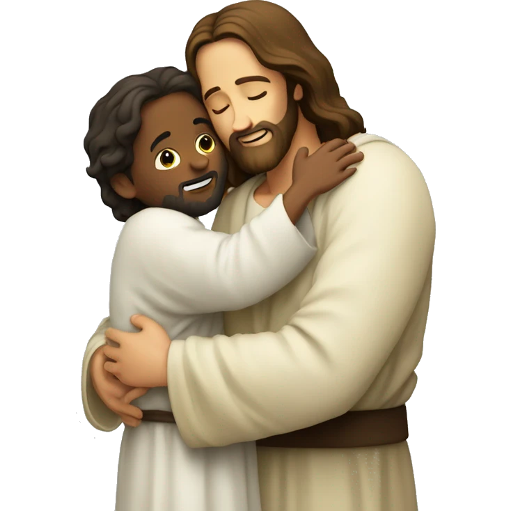 Jesus Christ hugging boy emoji