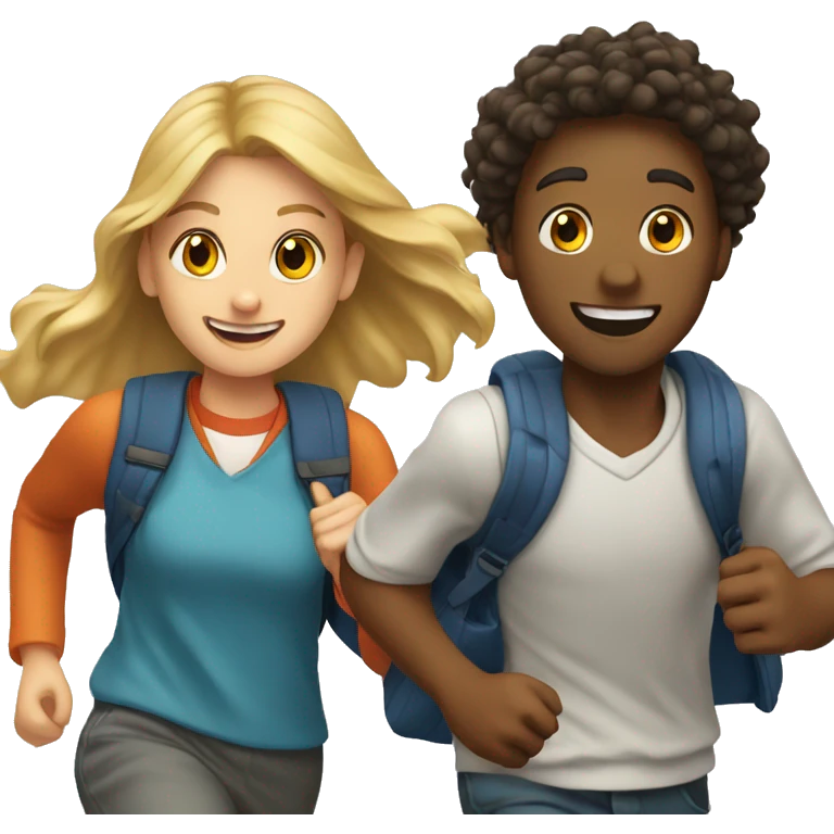 A student and a classmate running at school emoji