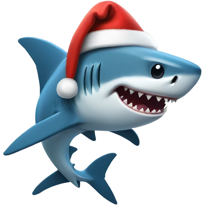 Shark with a Santa hat emoji