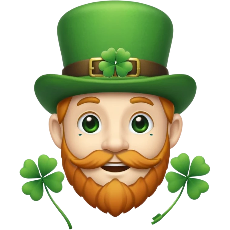 créer un emoji farfadet en noir et blanc, en traçant que les contours, sans pot de pièces dans la main et avec un trèfle à 4 feuilles sur le chapeau emoji