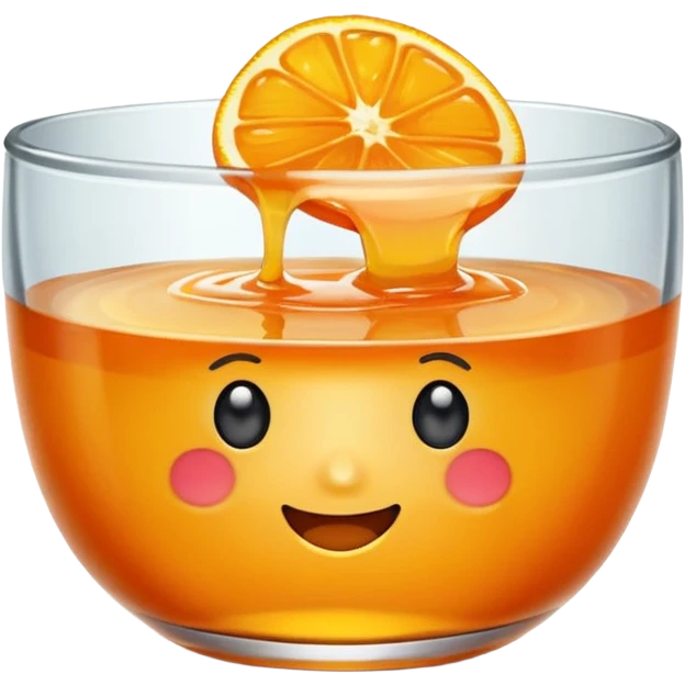 orange marmalade in a small glass bowl, cute emoji style emoji