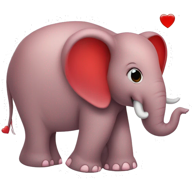 Rose colour elephant with red hearts around him emoji