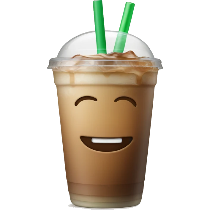 iced coffee in a cup with a green straw  emoji