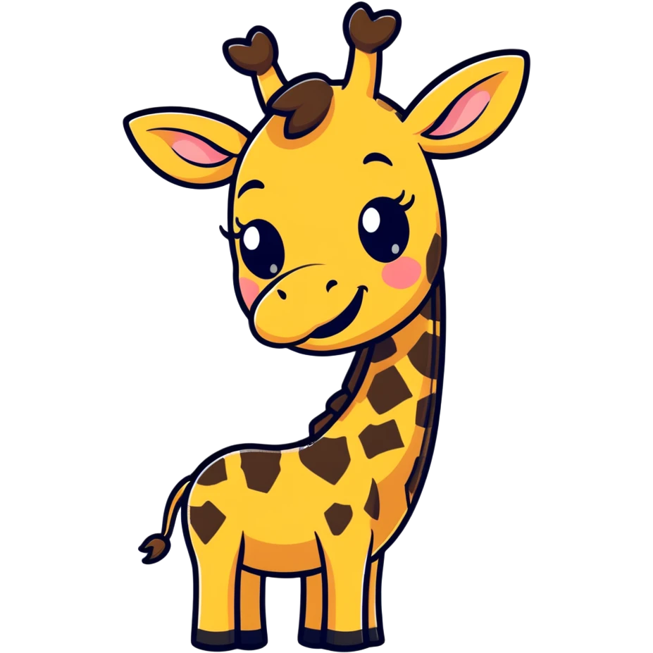 A timid giraffe peeking slightly from the side of the emoji frame, with one hoof shyly waving. Big, nervous eyes, a small smile, and exaggerated blush marks. Cute and awkward—great for lurkers saying 'hi' emoji