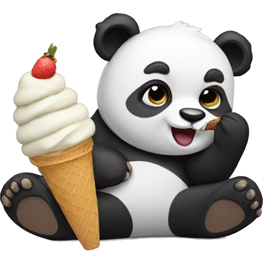 Panda eating ice cream emoji