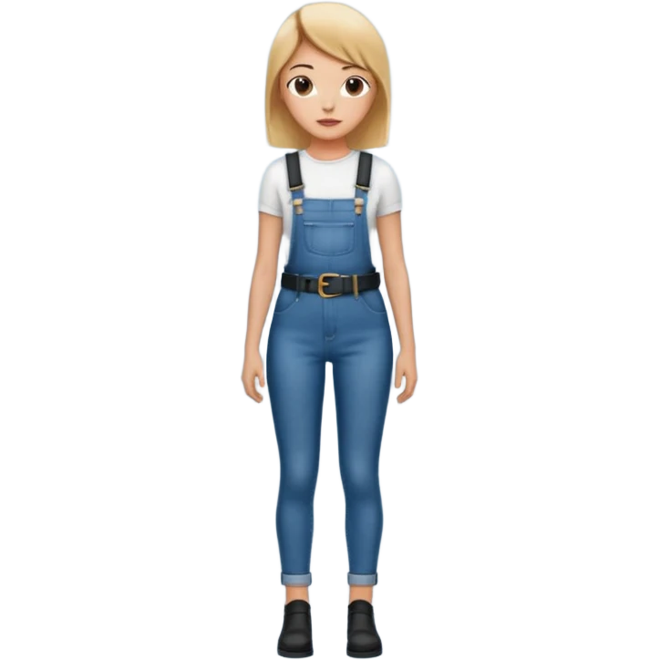 High waisted skinny jeans overalls very tight with big black leather belt emoji