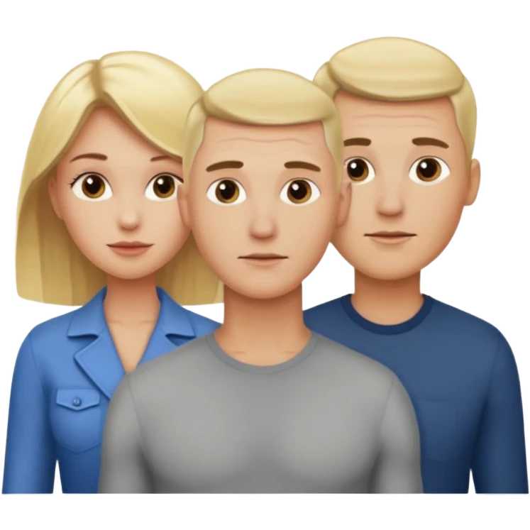 Two blonde women and a man with skin head  emoji