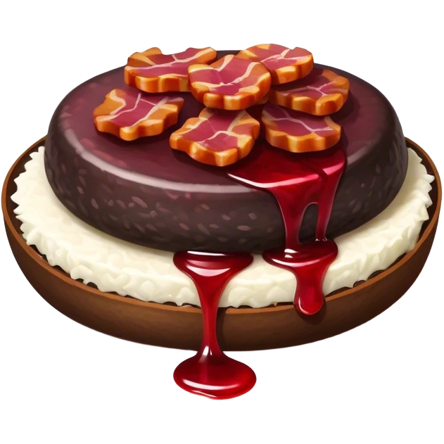Blood pudding with bacon and lingonberry  emoji