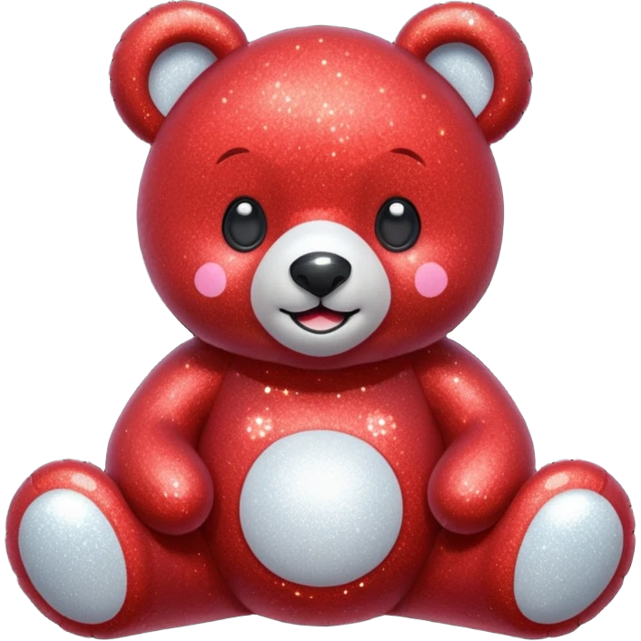 red glitter bear Happy  emoji