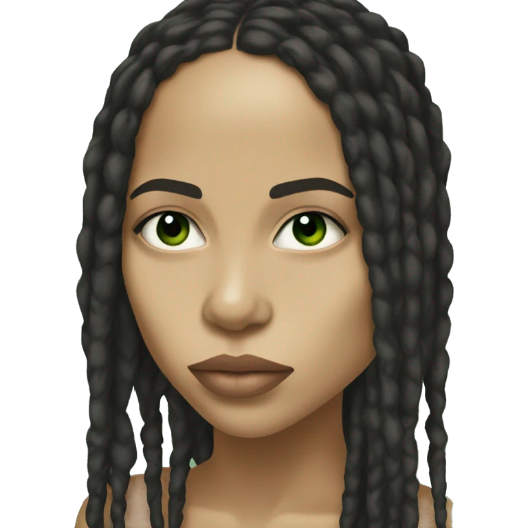 Zoë Kravitz, portrait, with dread, light skintone, green eyes emoji