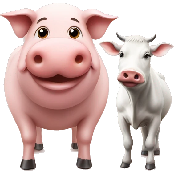 Pig and cow emoji